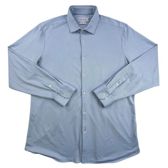 Mizzen + Main Spinnaker Shirt Mens 2XL Blue Check Trim Fit Stretch Performance - Picture 2 of 12